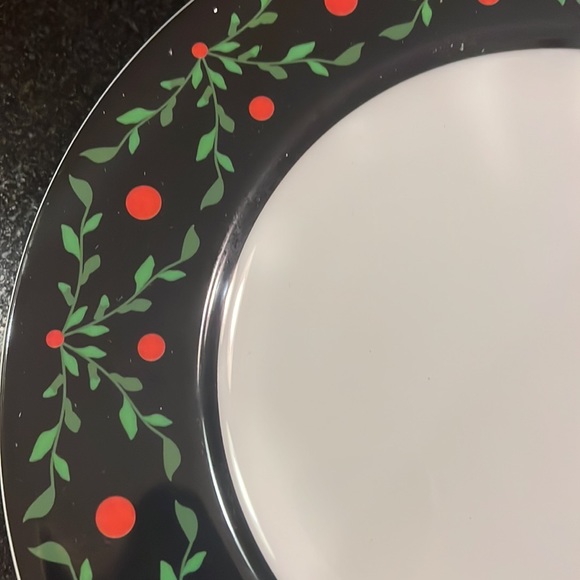 Bridget Dobson (4) Salad Plates "Cocky Twos Holiday" Pattern Fine Porcelain - Picture 4 of 7